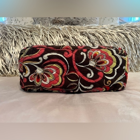 VERA BRADLEY Puccini 2008 Whitney Bag Brown Orange 2 Handle Zip Top Y2K Quilted - Picture 9 of 15